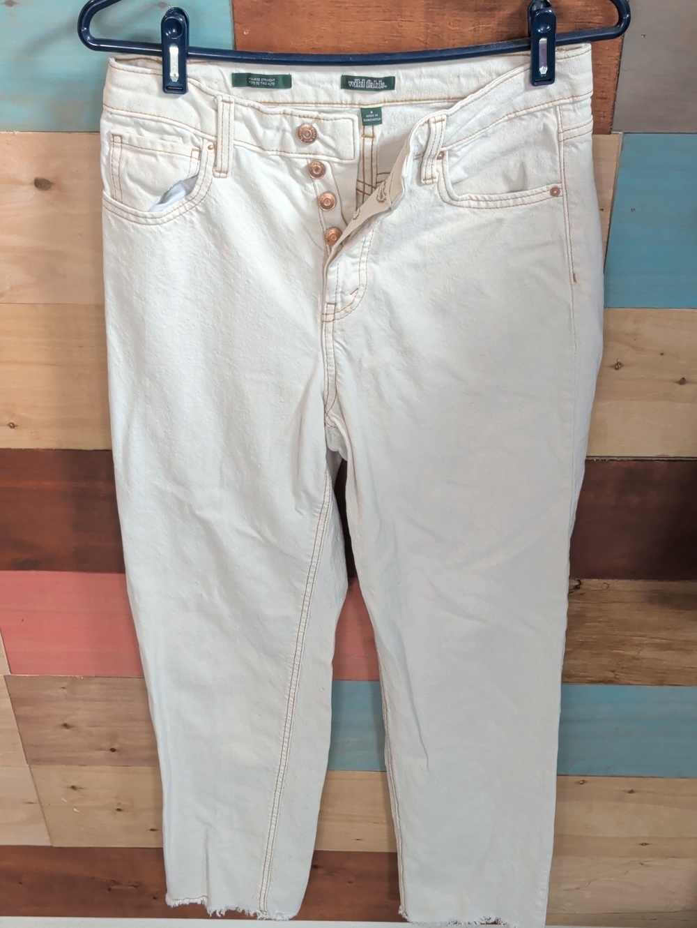 wild fable Cream High-Rise Cropped Button-Fly Jeans